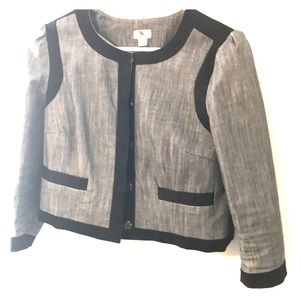 Cropped Jacket - Grey & Black Button Up